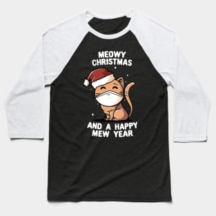 Meowy Cat Christmas and Happy Cat Year - Cute Funny Xmas Gift Baseball T-Shirt